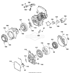 Main Unit P3 Engine Diagram and Parts List for 030801-00  Briggs and Stratton Generator